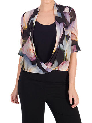 Chesca Lily and Rose Print Top, Black/Multi