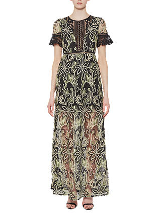 French Connection Joyce Lace Maxi Dress, Ink Green
