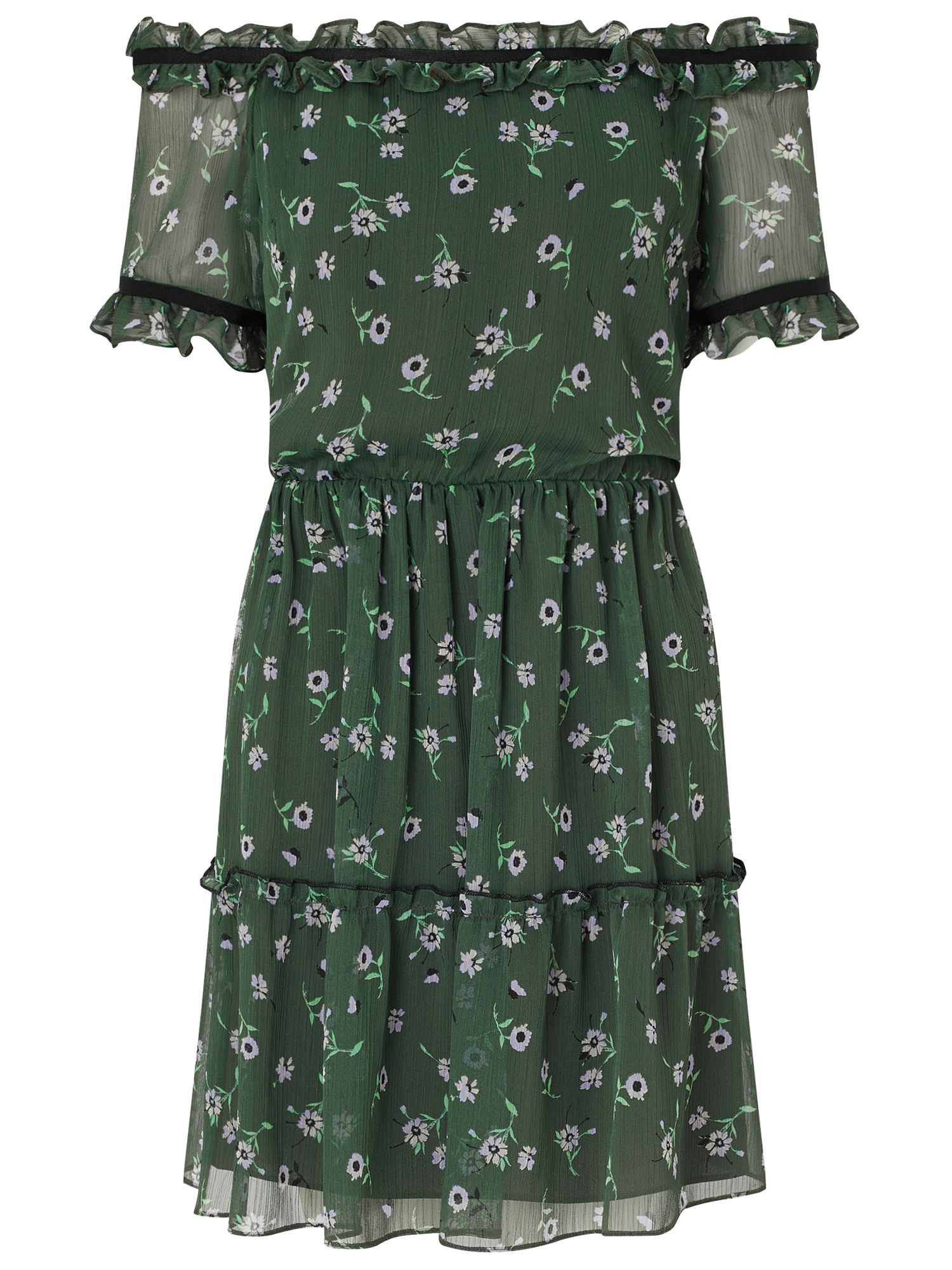 Miss Selfridge Tiered Bardot Dress, Multi
