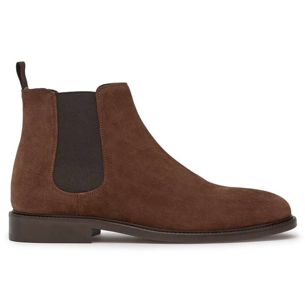 Reiss Tenor Suede Leather Chelsea Boots, Mid Brown
