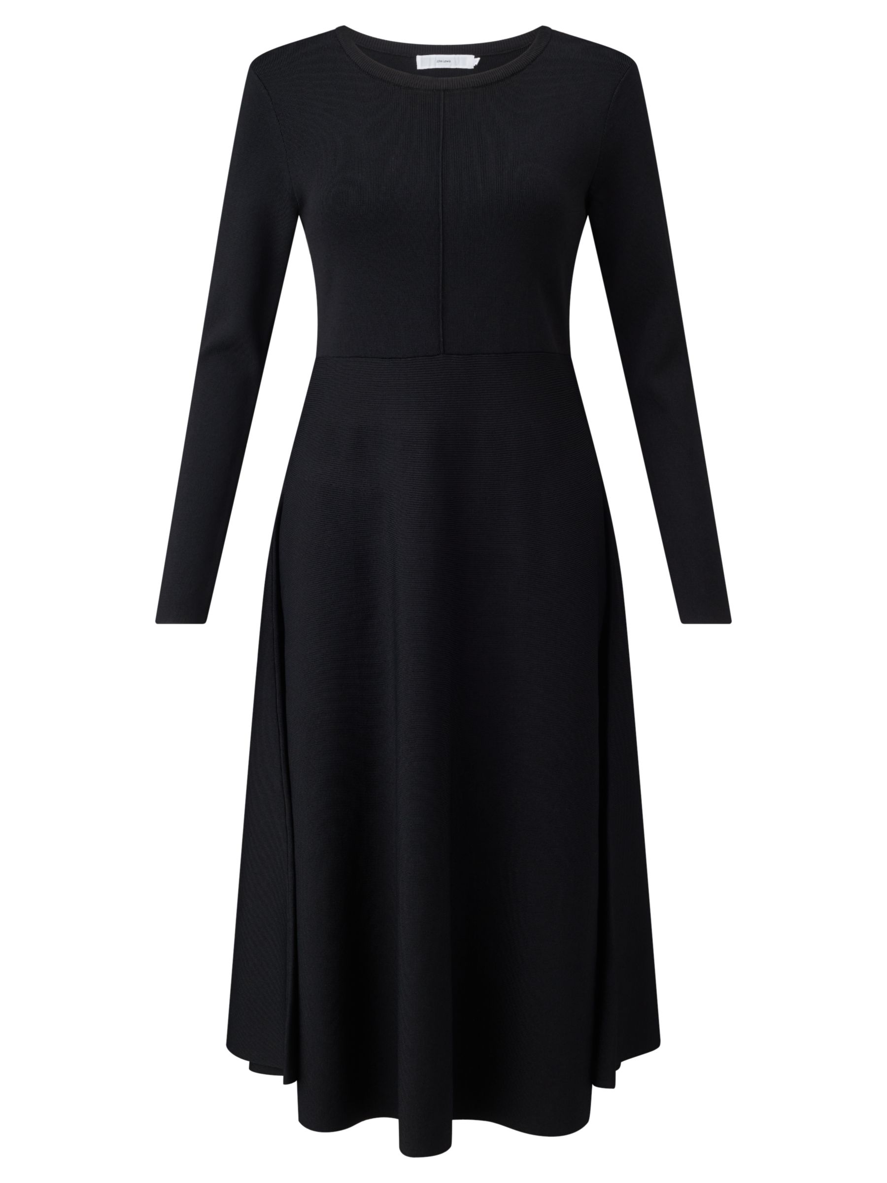 John Lewis Knitted Fit And Flare Dress, Black