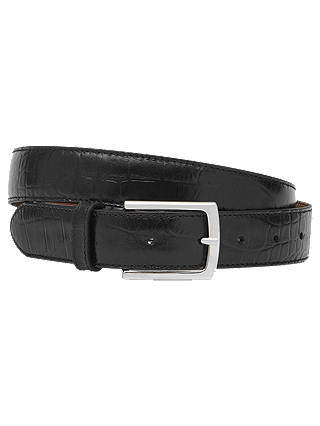 Reiss Coaster Textured Leather Belt, Black