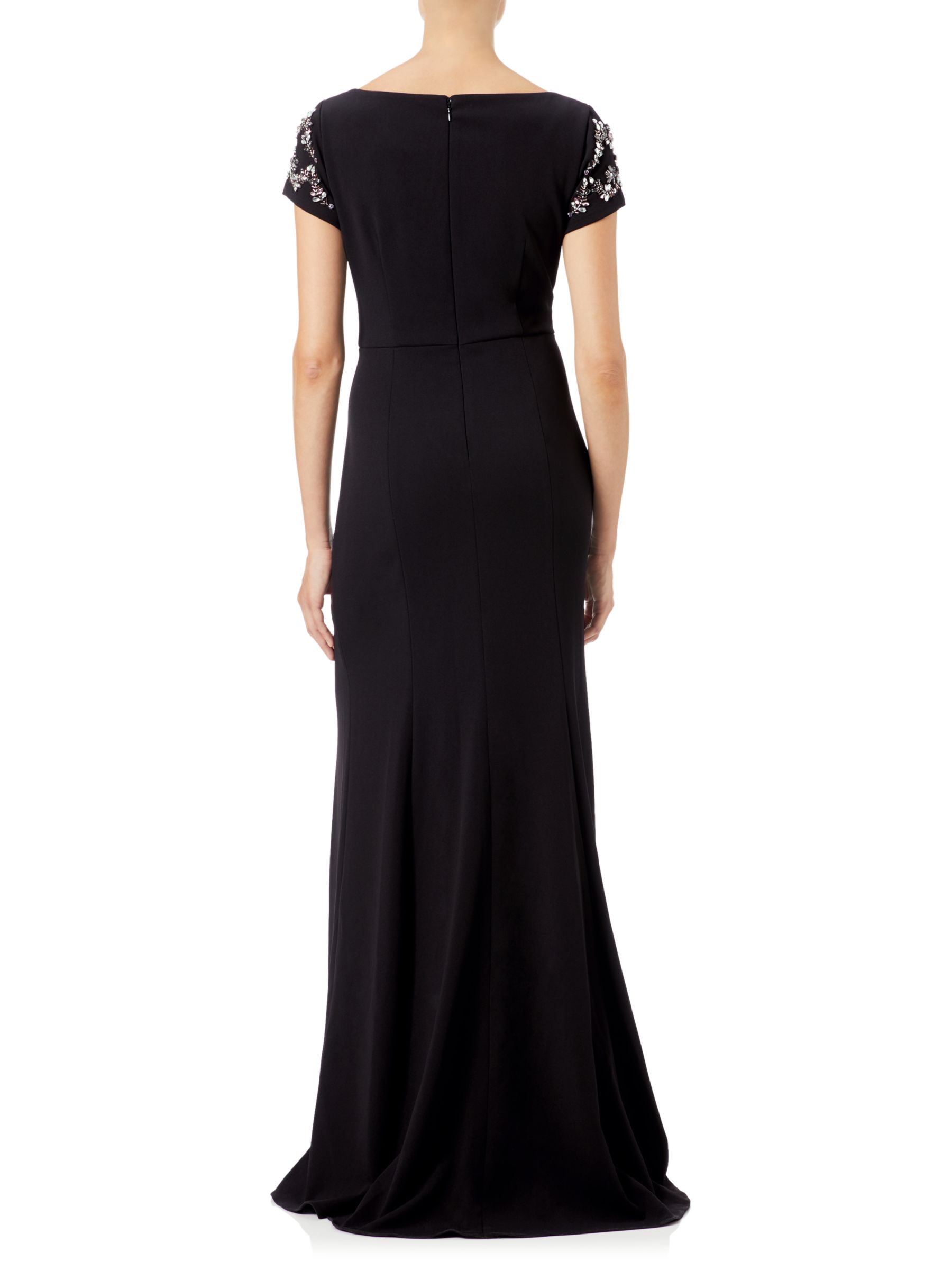 Adrianna Papell Side Pleat Crepe Knit Gown, Black