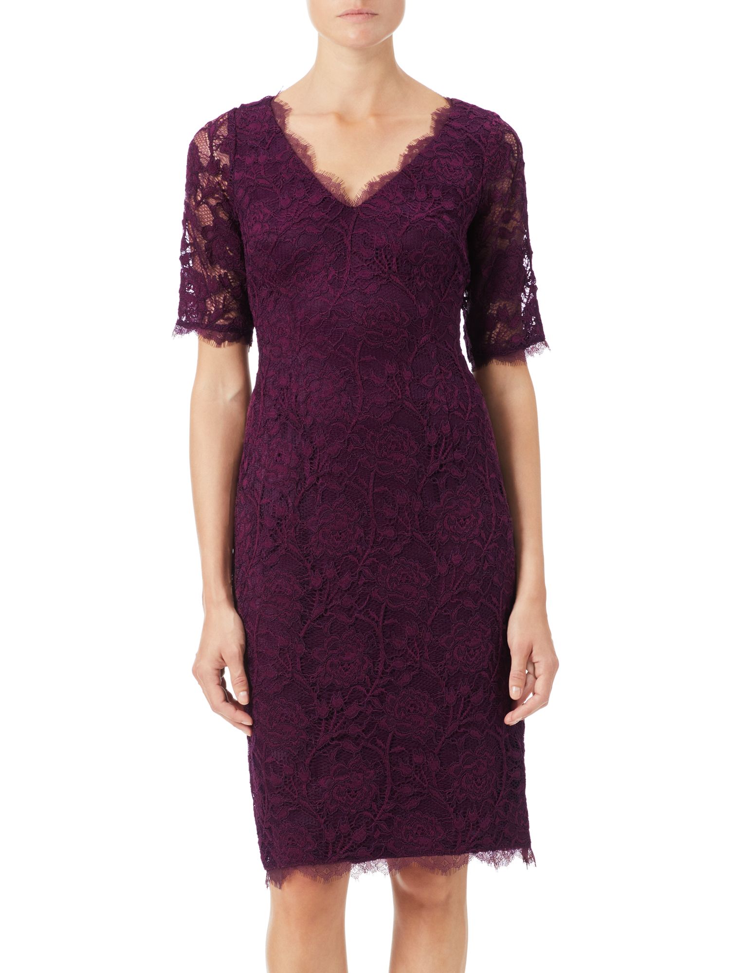 Adrianna Papell Rose Lace Sheath Dress, Mulberry