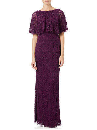 Adrianna Papell Rose Lace Crepe Mermaid Gown, Mulberry