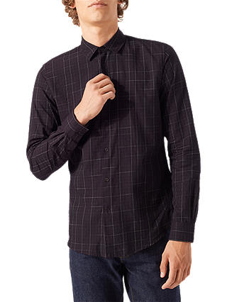 Jigsaw Check Cotton Shirt, Redwood