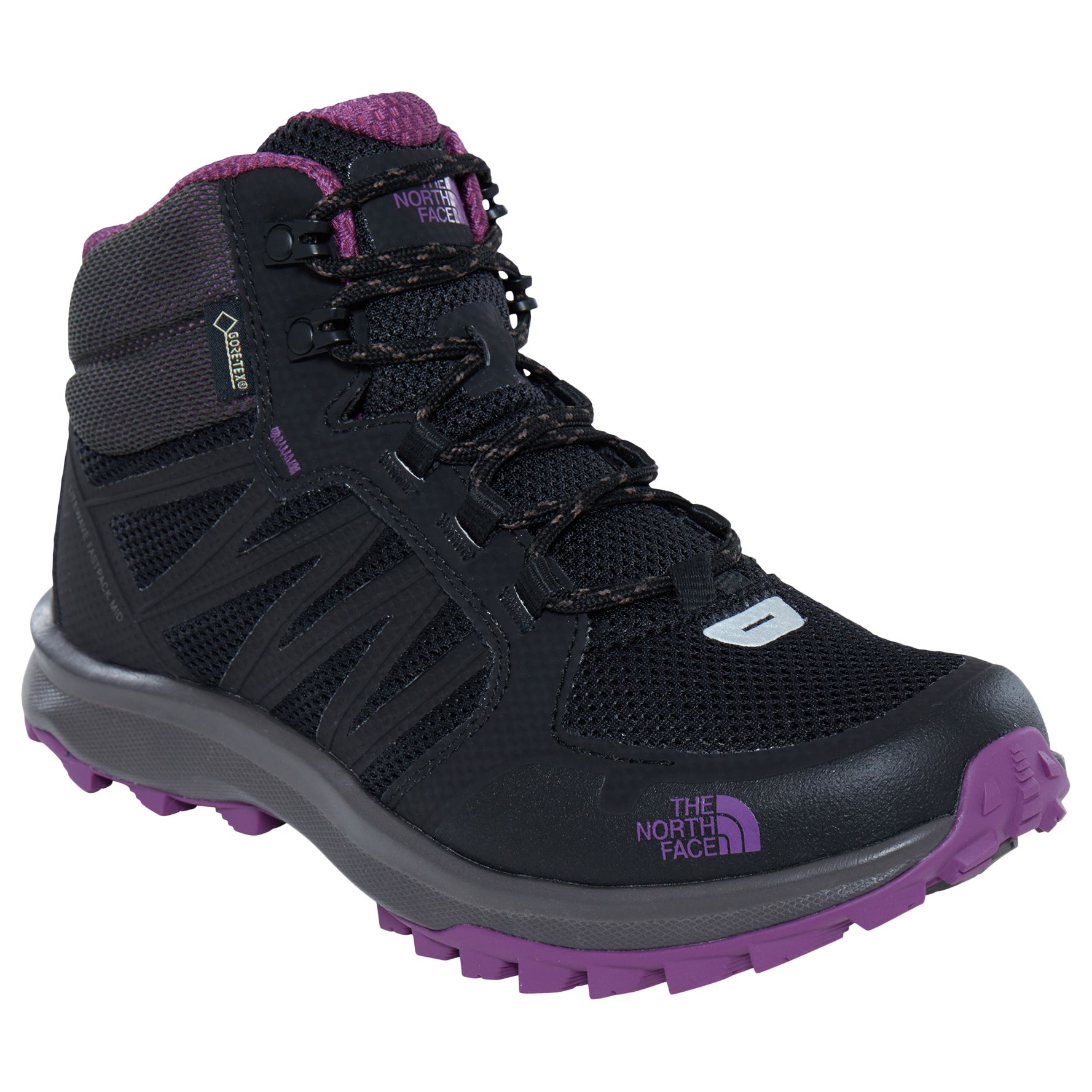 The North Face Litewave Explore Mid Gtx Women S Hiking Boots Black Purple At John Lewis Partners