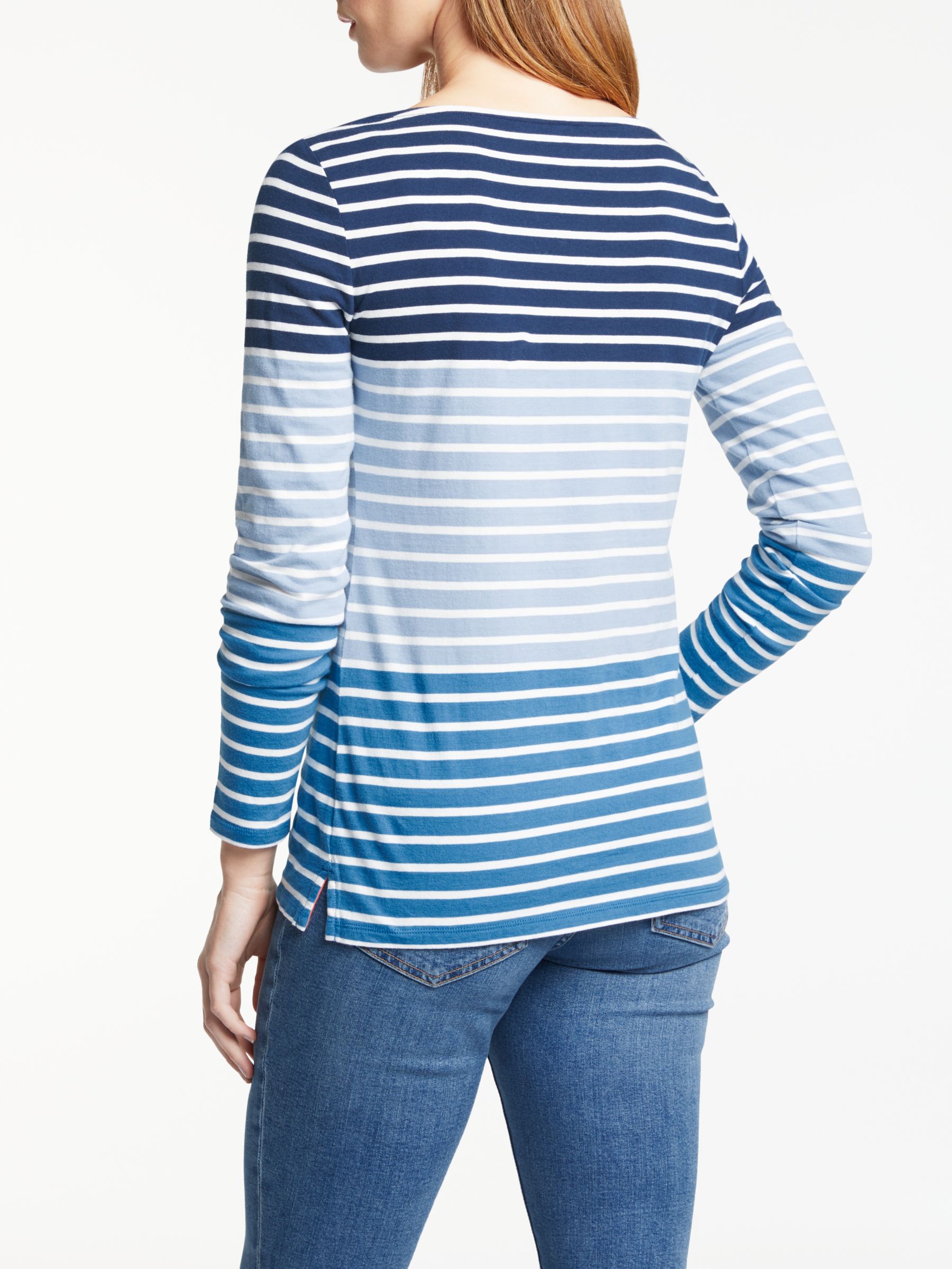 Boden Long Sleeve Breton Top, Navy/Multi