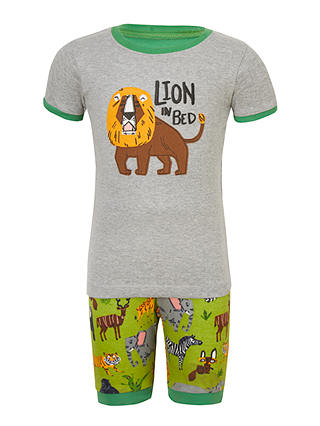 Hatley Children's Safari Short Pyjamas, Grey/Green