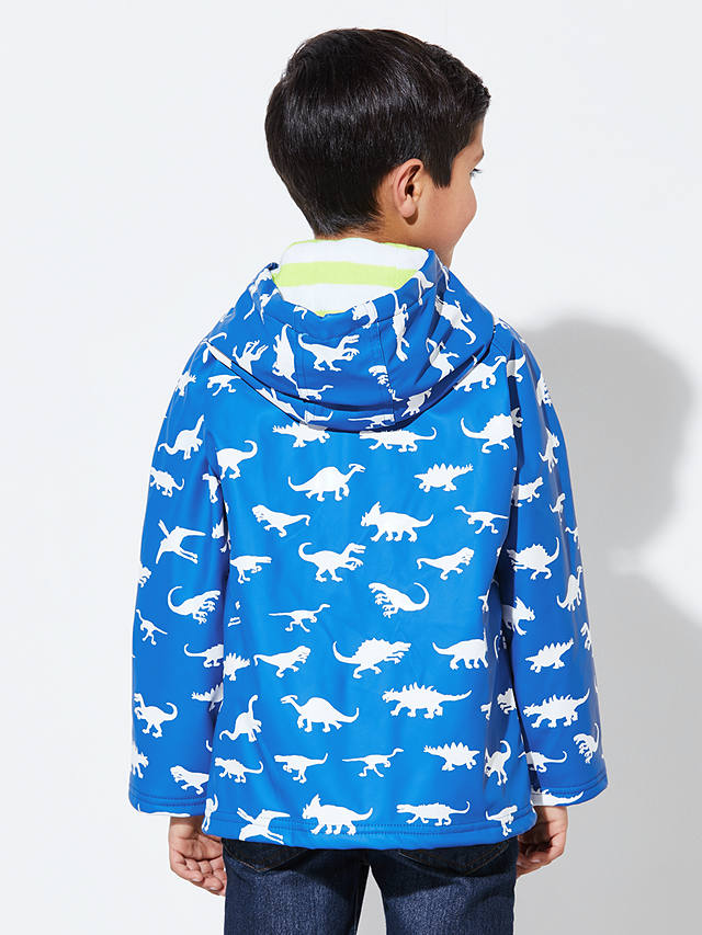 Ex-Store Boys Lined Dinosaur Waterproof Coat Blue 