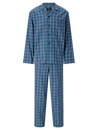 John Lewis & Partners Wroxham Check Pyjamas, Blue