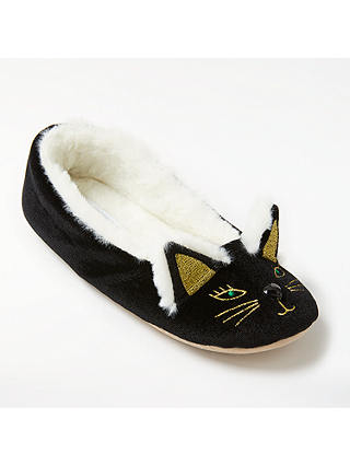 John Lewis & Partners Cat Ballet Slippers, Black