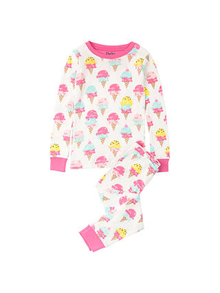 Hatley Children's Ice Cream Treats Long Sleeve Pyjamas, Cream/Pink