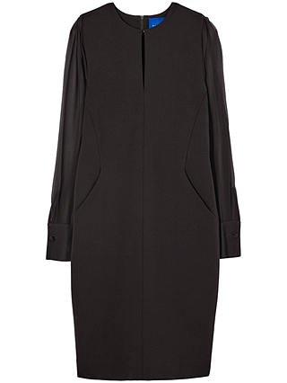 Winser London Silk Sleeve Fitted Dress, Black