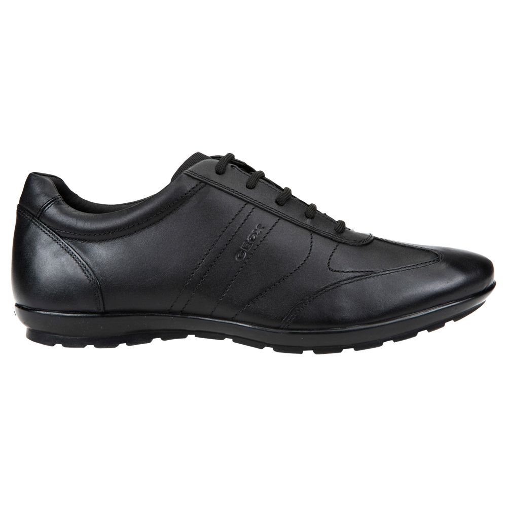 Geox Symbol City Leather Trainers, Black at John Lewis & Partners