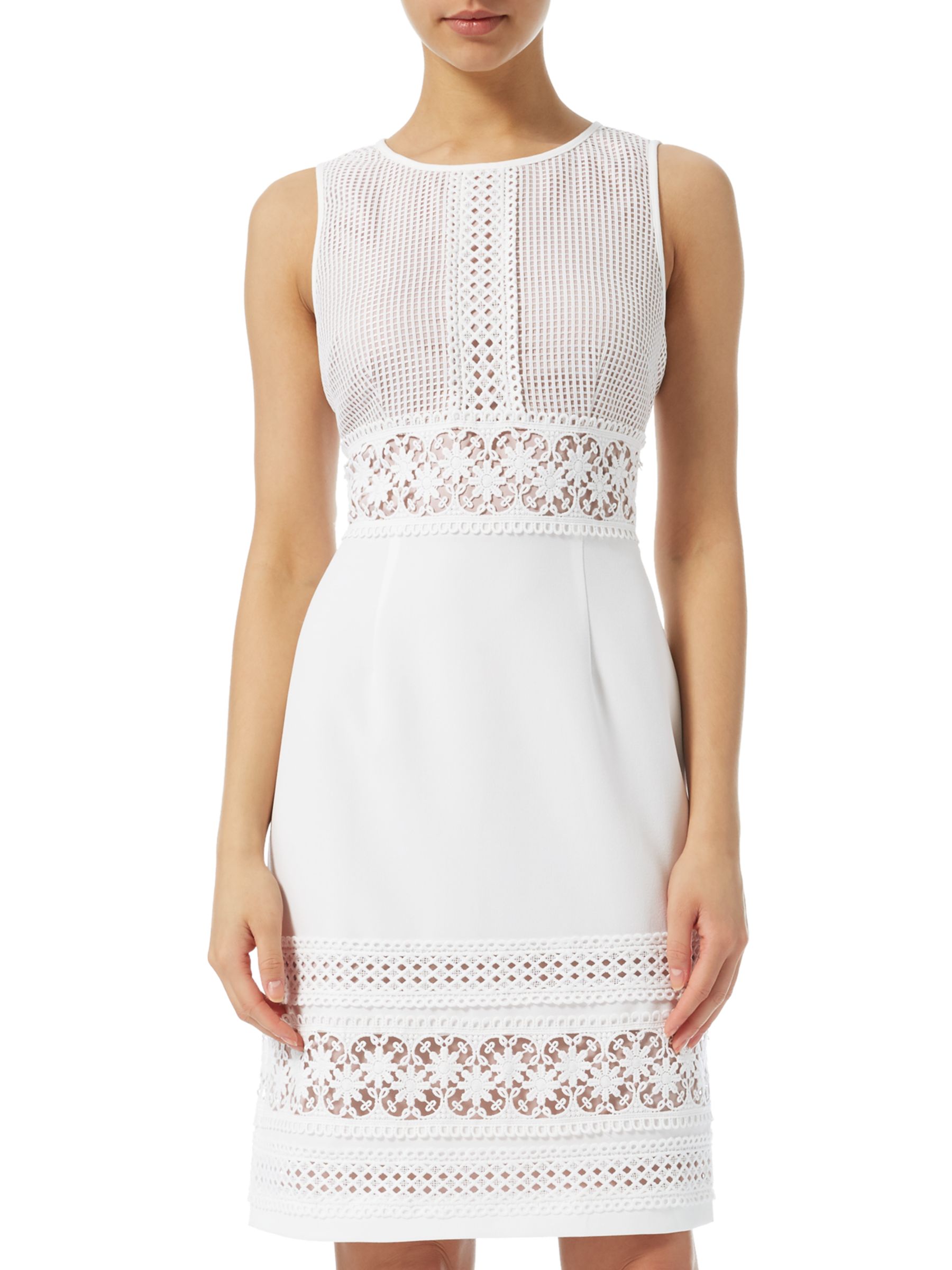 Adrianna Papell Stretch Crepe Lace Dress,  Ivory