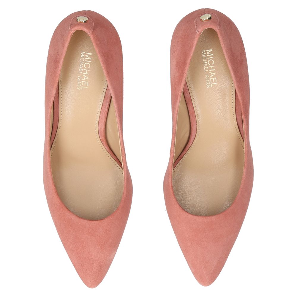 blush pink suede court shoes