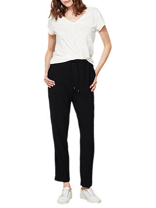 Mint Velvet Long Length Side Stripe Sports Trousers, Black