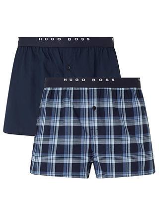 BOSS Check Woven Cotton Boxers, Pack of 2