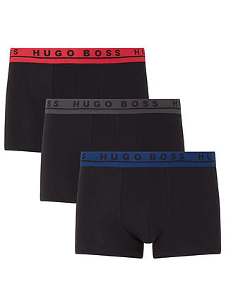 BOSS Stretch Cotton Contrast Waistband Trunks, Pack of 3, Black