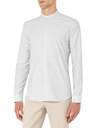 Reiss Hanns Cotton Grandad Collar Shirt, Grey