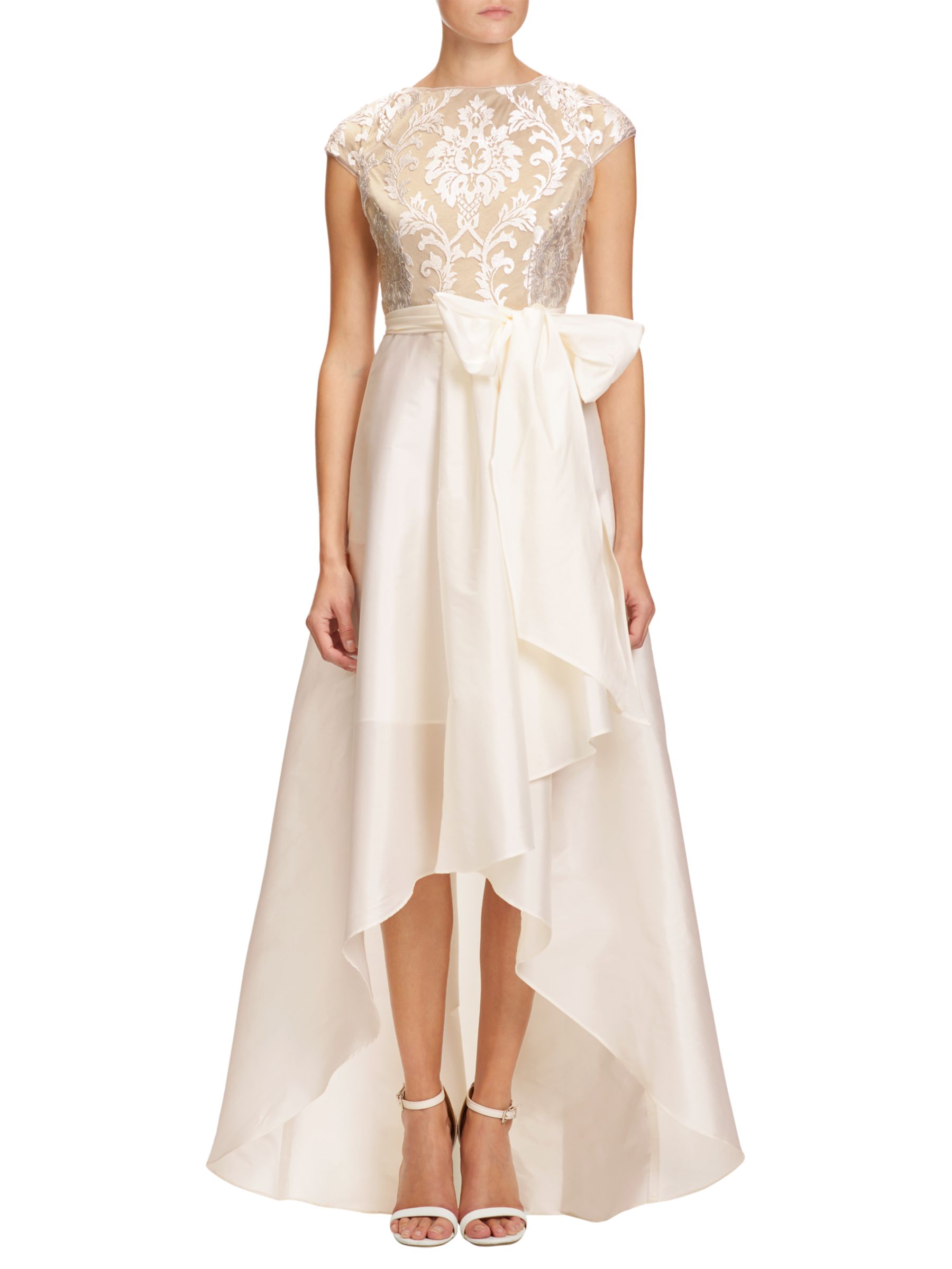 Adrianna Papell Emblem Embroidered Ball Gown, Ivory/Nude