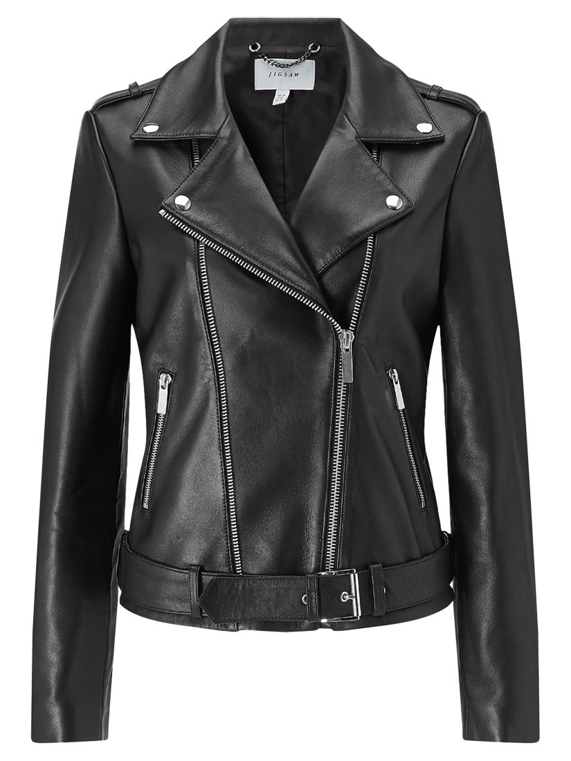 Jigsaw Premium Leather Jacket, Black