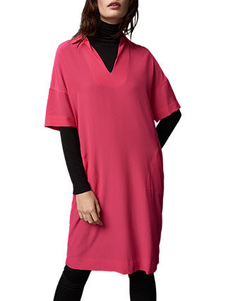 Pure Collection Tunic V-Neck Dress, Hot Pink