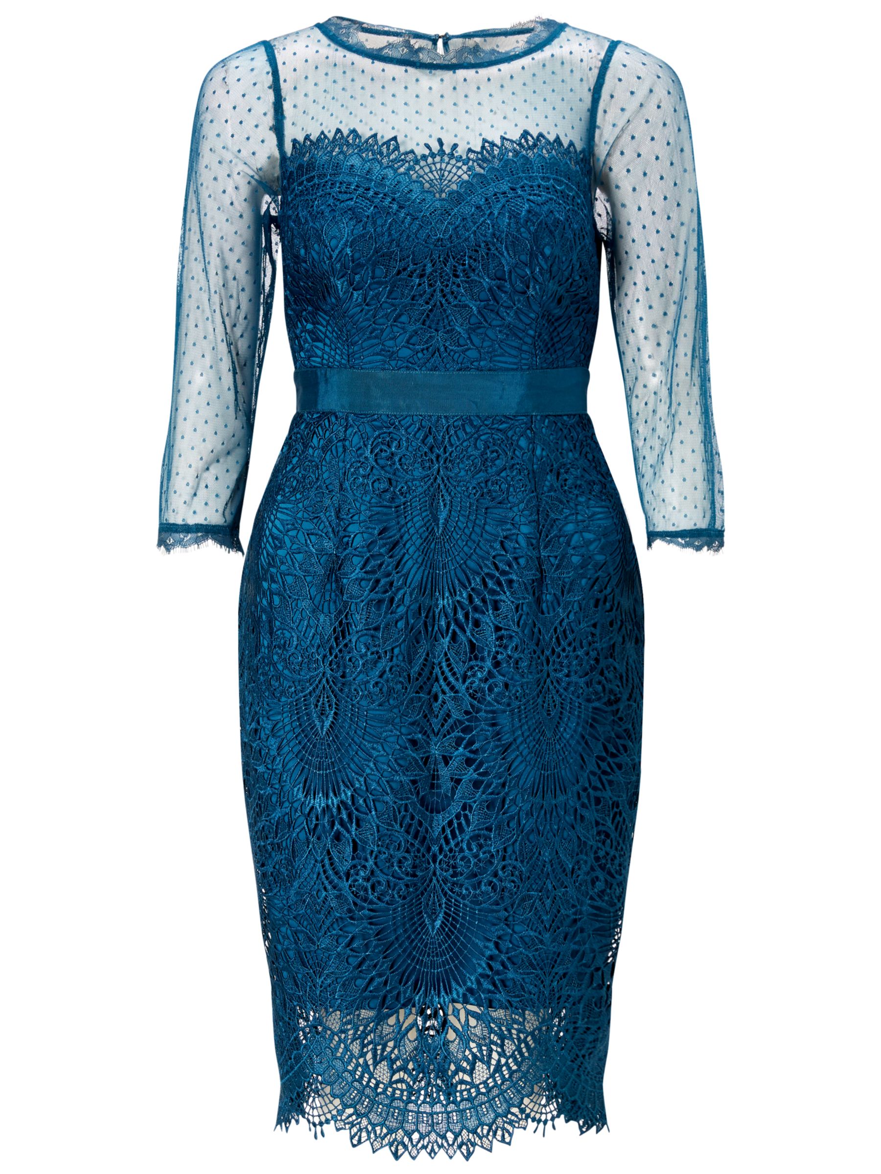 Adrianna Papell Venice Lace Midi Shift Dress, Peacock