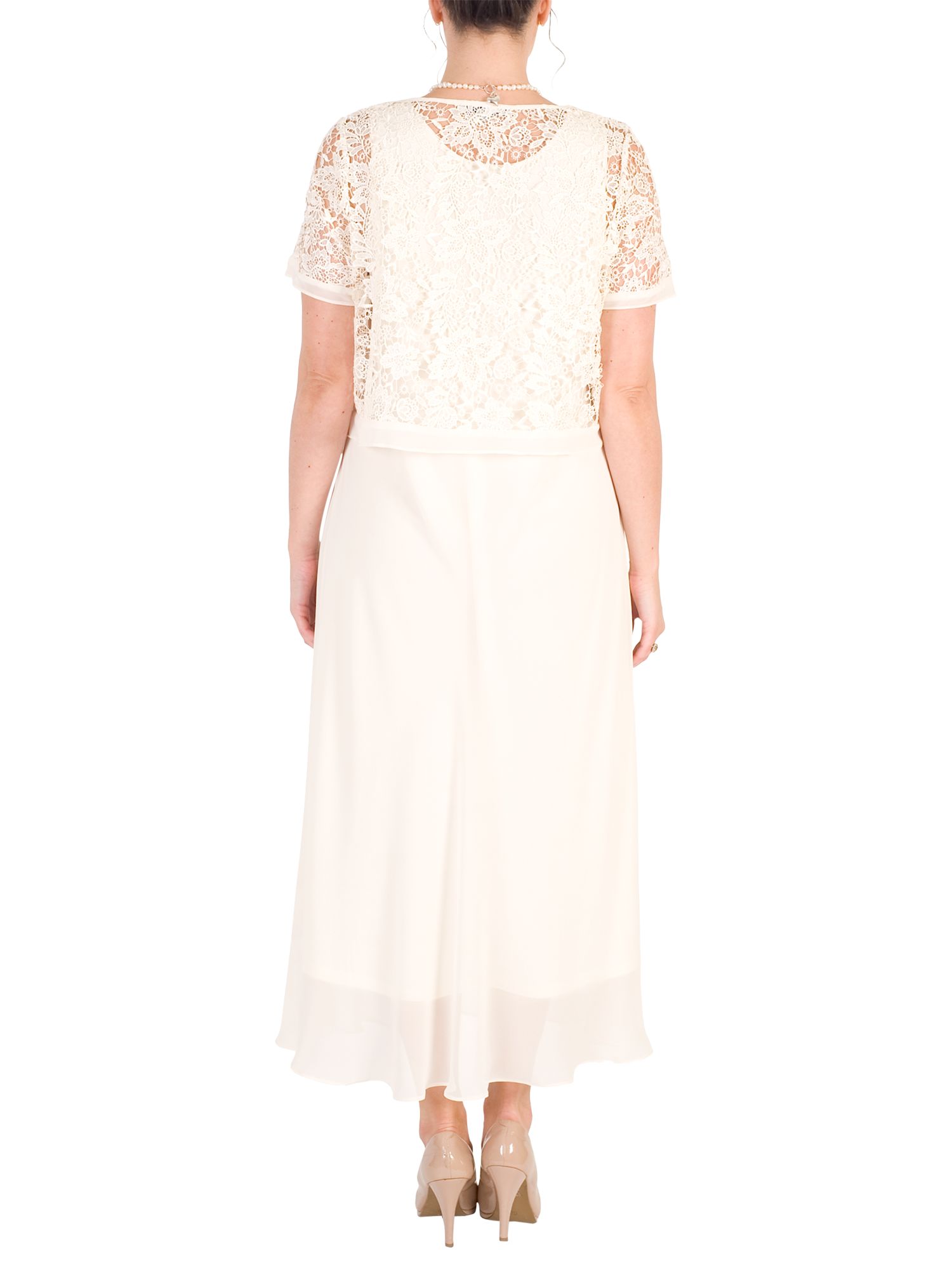 Chesca Lace Bodice And Chiffon Dress, Blonde at John Lewis & Partners