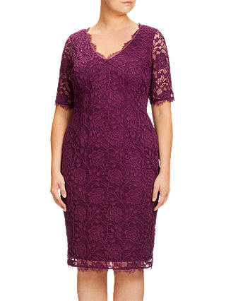 Adrianna Papell Plus Size Lace Sheath Dress, Mulberry