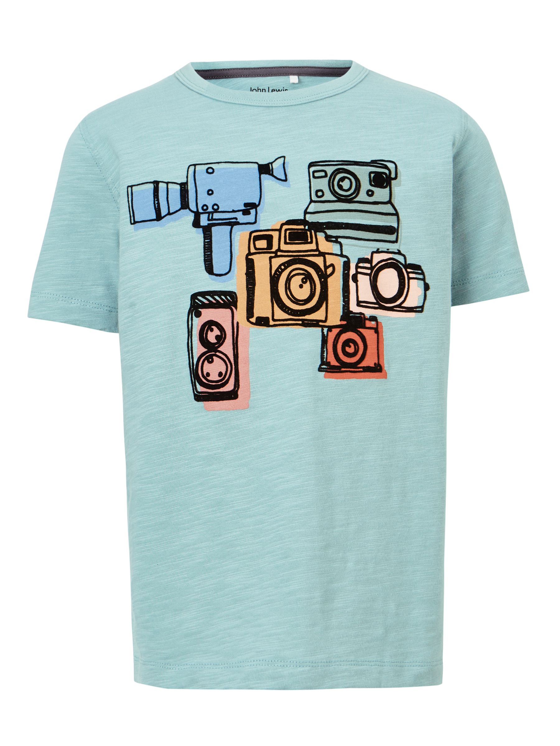 John Lewis & Partners Boys' Camera Print T-Shirt, Green