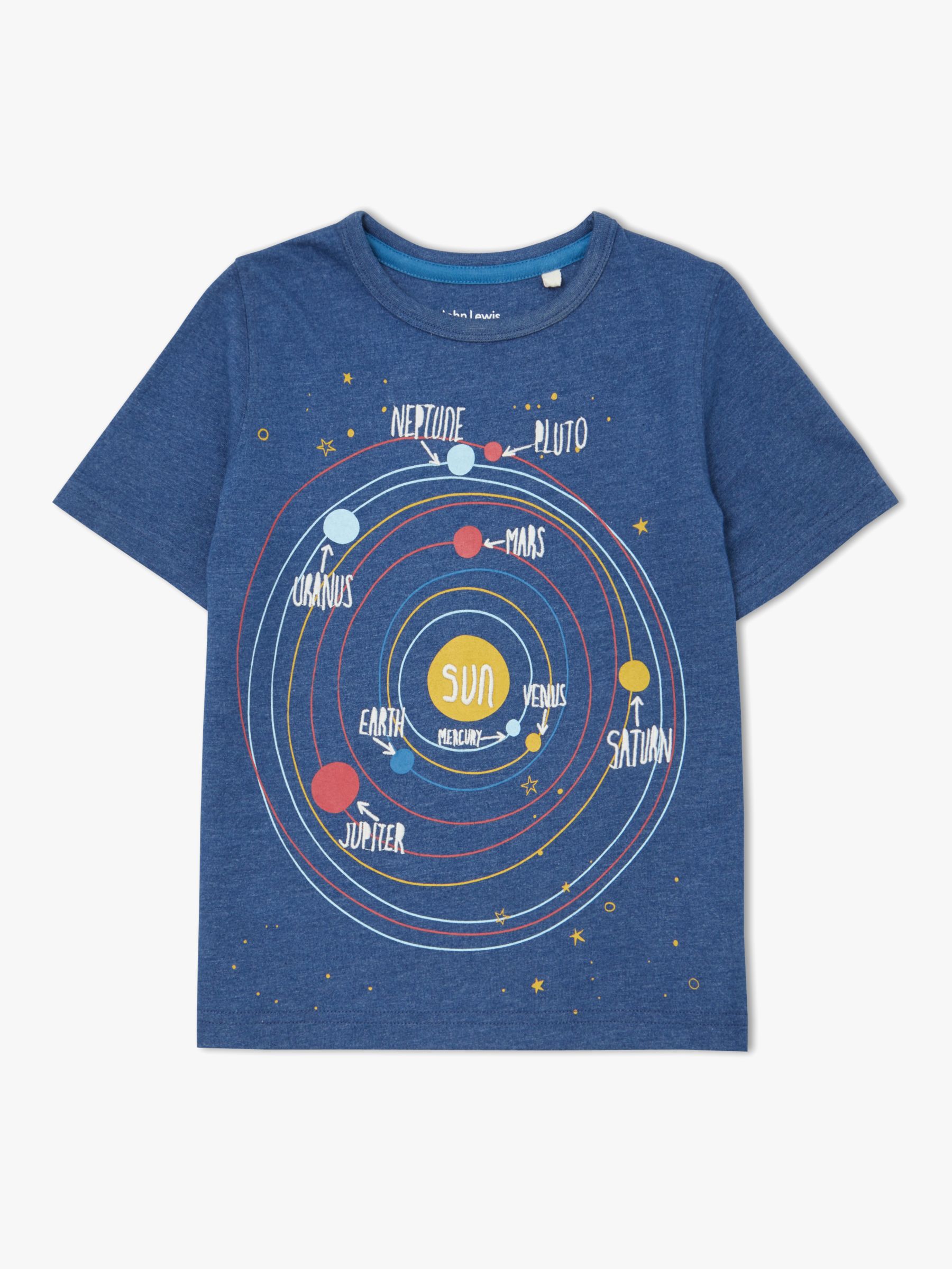 John Lewis & Partners Boys' Planets T-Shirt, Navy at John ...