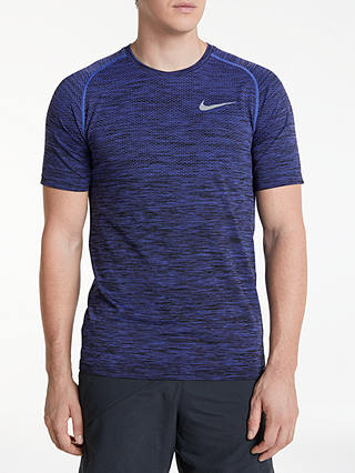 cura tiempo Dar una vuelta Nike Dri-FIT Knit Short Sleeve Running T-Shirt, Purple Comet/Black