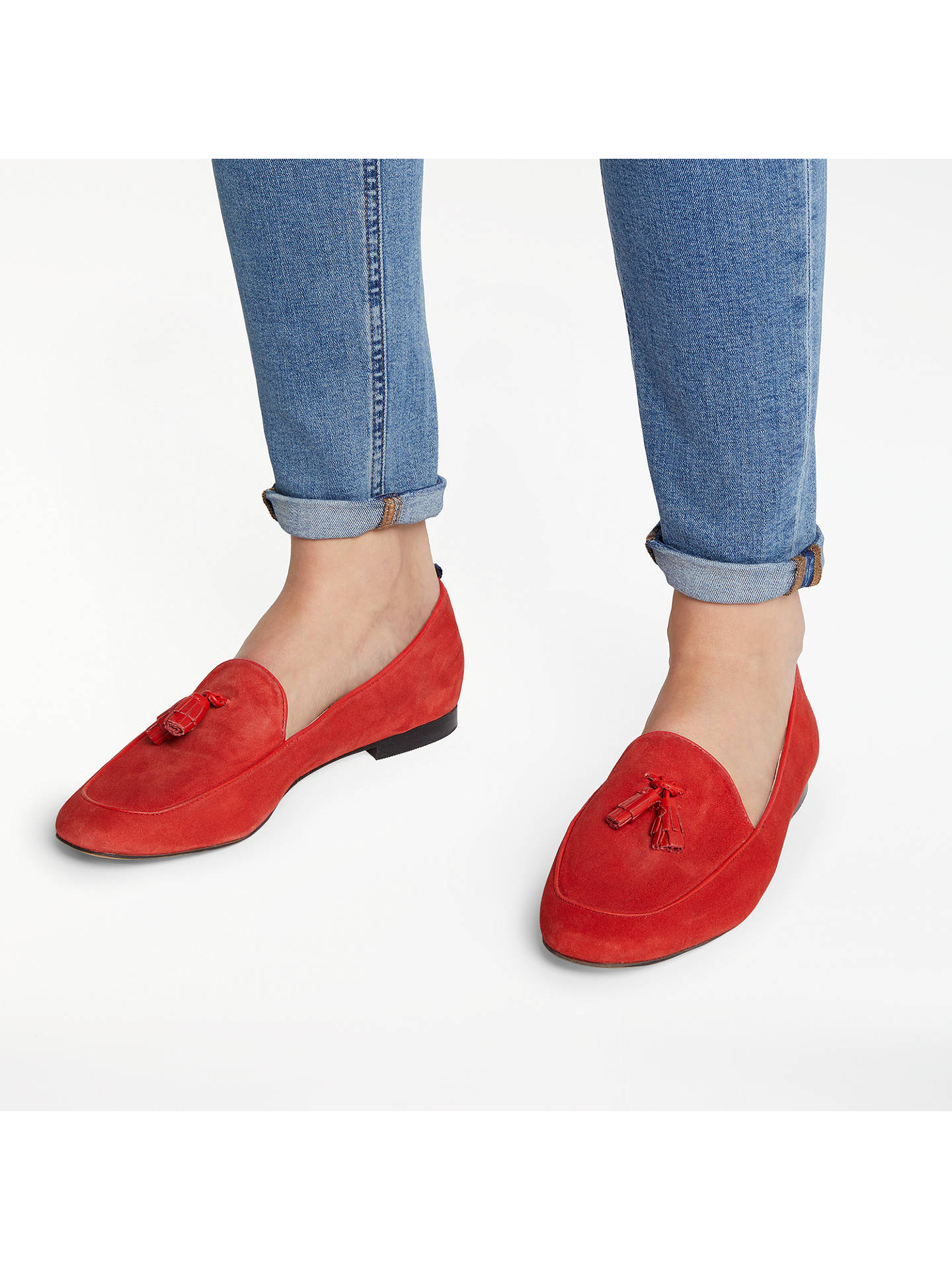 Boden Ines Tassel Loafers, Post Box Red at John Lewis & Partners