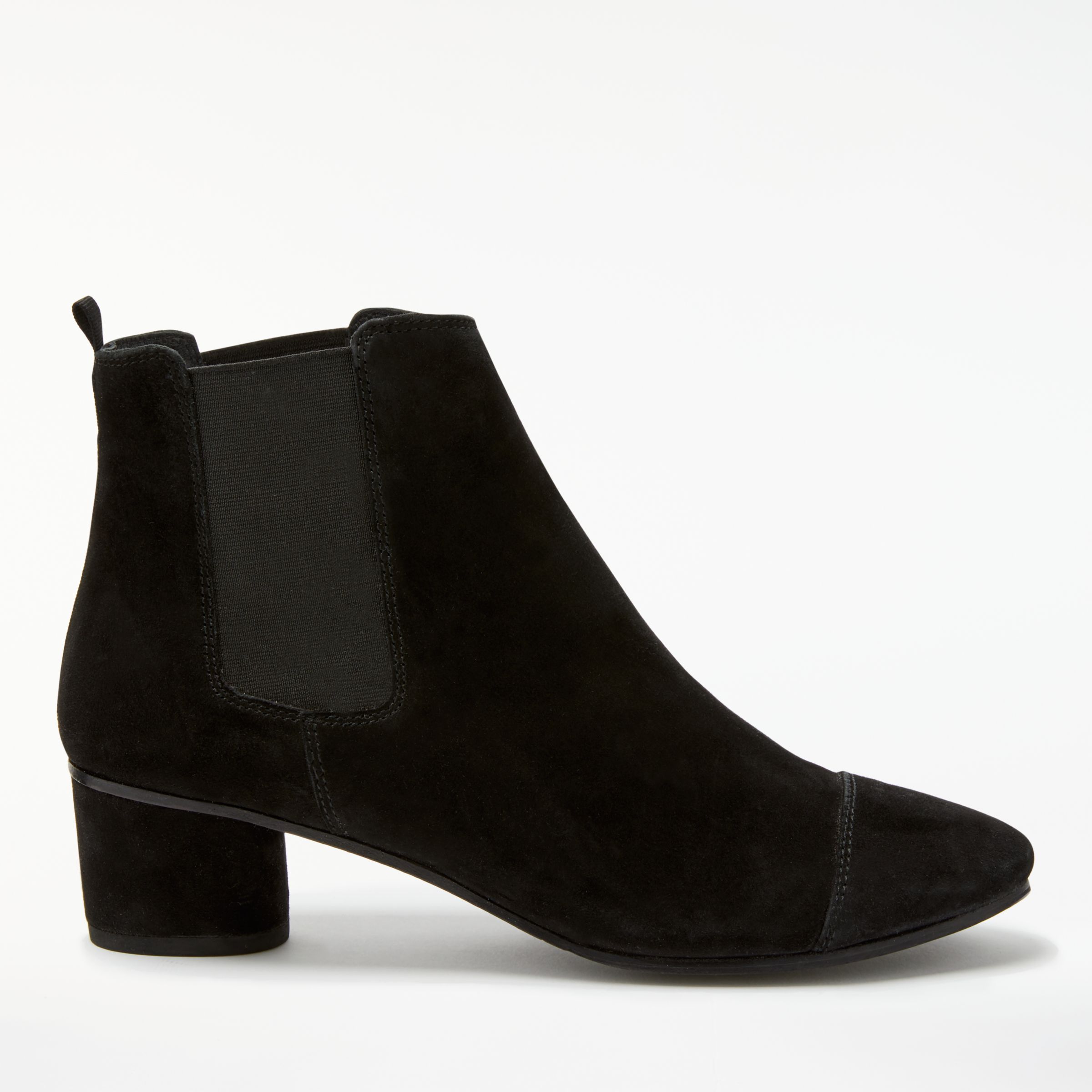 black suede heeled chelsea boots