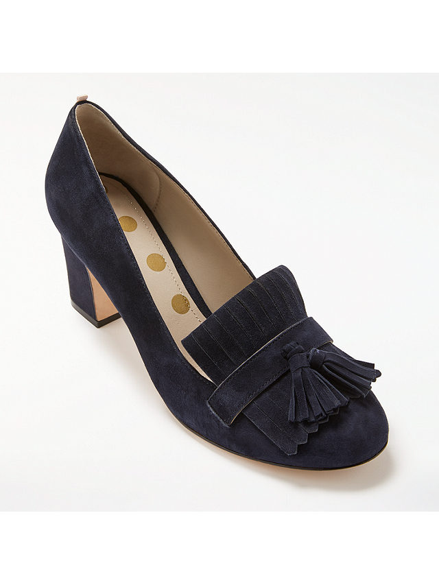 Boden Pippa Block Heeled Loafer Court Shoes, Navy Suede, 6