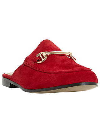 Dune Gene Backless Loafers, Red Suede
