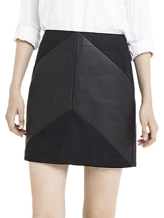 Oasis Faux Leather Chevron Mini Skirt, Black