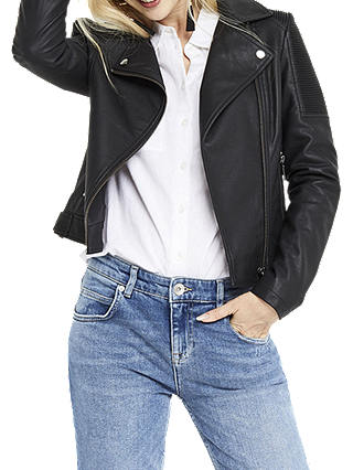 Oasis Faux Leather Biker Jacket, Black