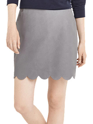 Oasis Faux Leather Scallop Skirt, Mid Grey