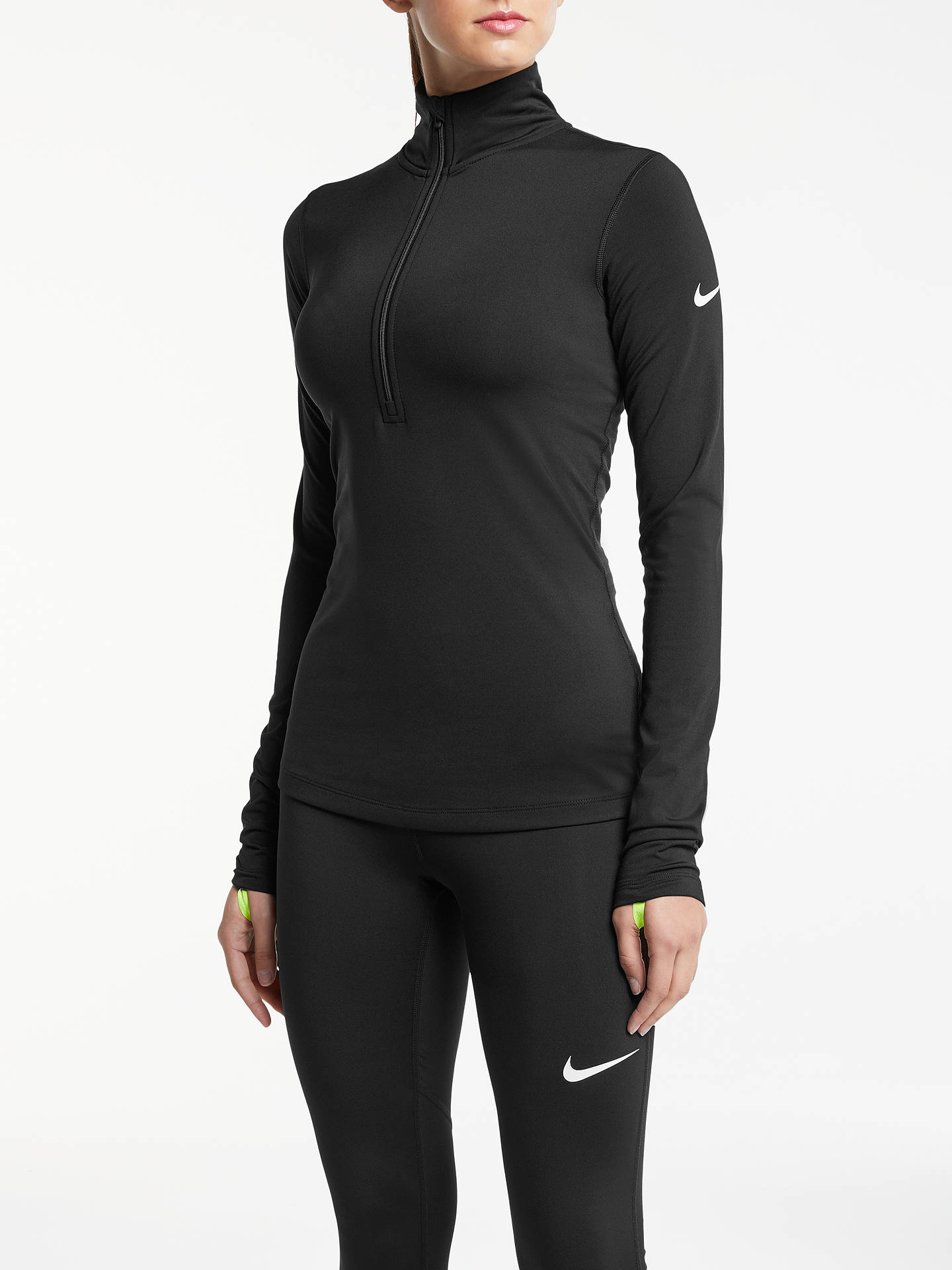 Nike Pro Warm Half Zip Training Top, Black at John Lewis & Partners