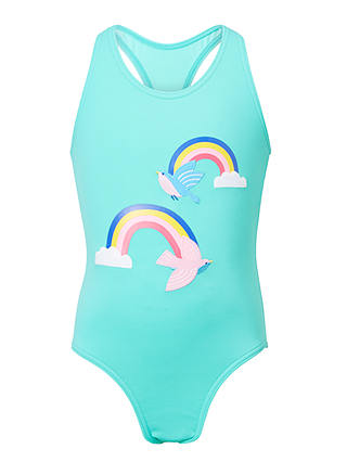 John Lewis & Partners Girls' Rainbow Print Swimsuit, Blue