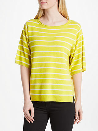 John Lewis & Partners Cashmere Stripe Front Half Sleeve Sweatshirt