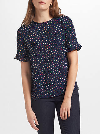 Collection WEEKEND by John Lewis Dot Print Frill Sleeve Top