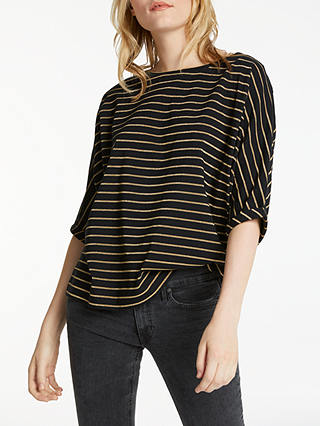 AND/OR Metallic Sparkle Stripe Seam T-Shirt, Black/Gold