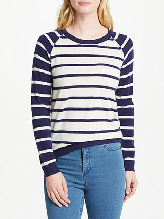 Collection WEEKEND by John Lewis Cashmere Raglan Sleeve Jumper, Navy/Ivory