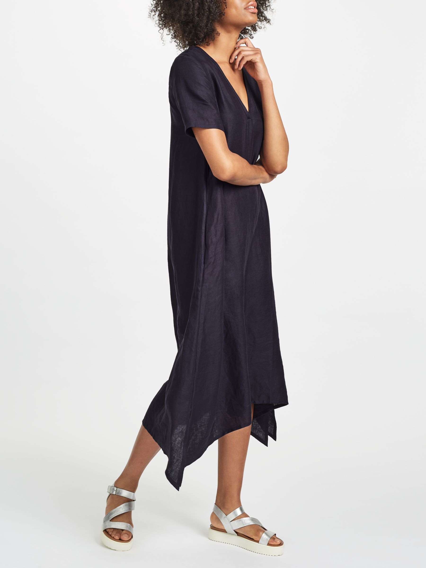 John Lewis & Partners Handkerchief Hem Dress, Navy at John Lewis & Partners