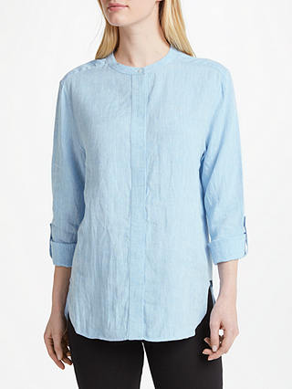 John Lewis & Partners Collarless Linen Shirt