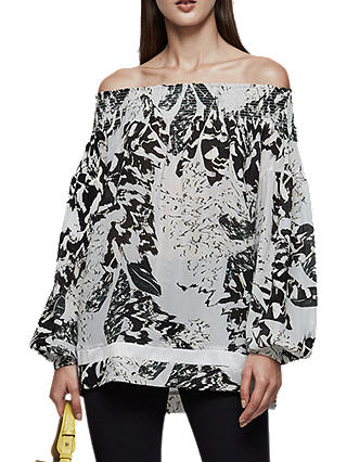 Reiss Christa Off The Shoulder Abstract Print Blouse, Multi